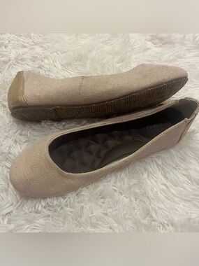 Reef Tropic Ballet Flats Linen Tan with Gold Flecks Size 10
